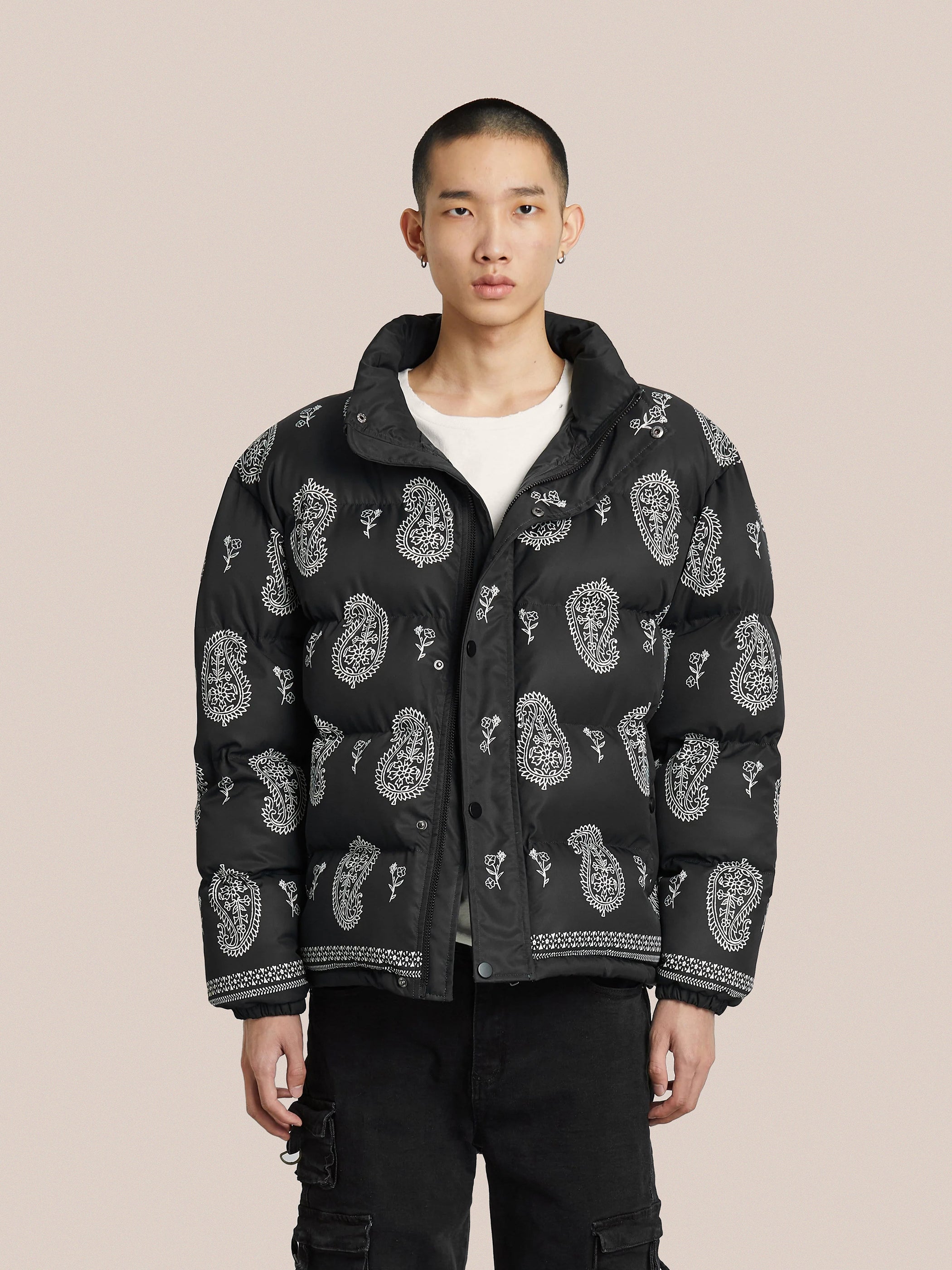 最終値下げ！ ☆レア☆ PROFOUND BIG PAISLEY PUFFER Paisley Puffer Jacket in Black