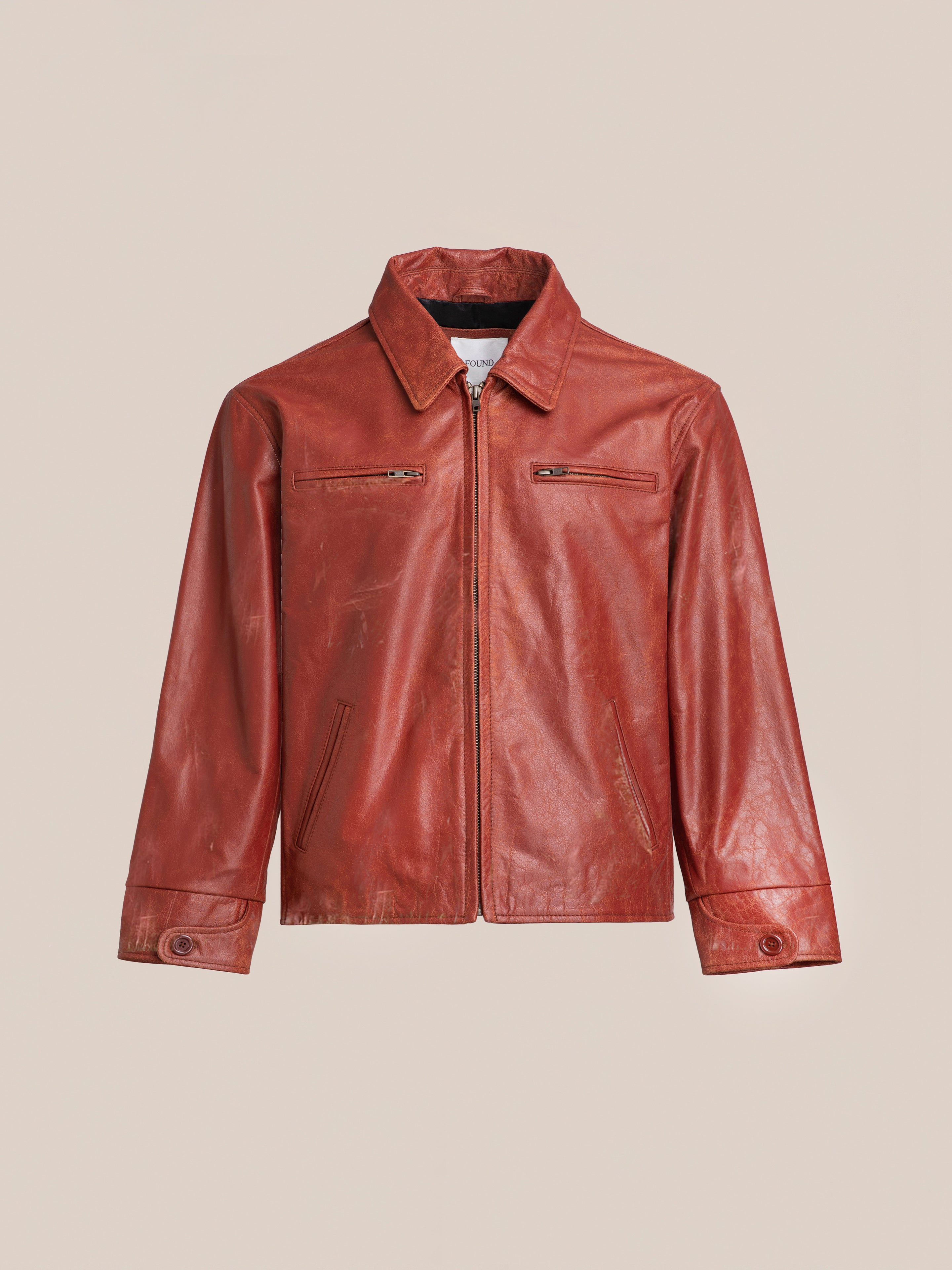 Marlboro Sun Faded Leather Racer Jacket