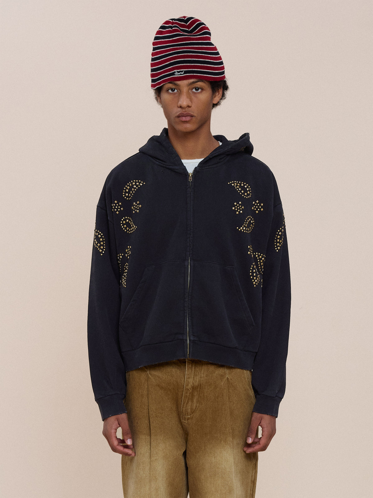 Studded Zip Up Hoodie
