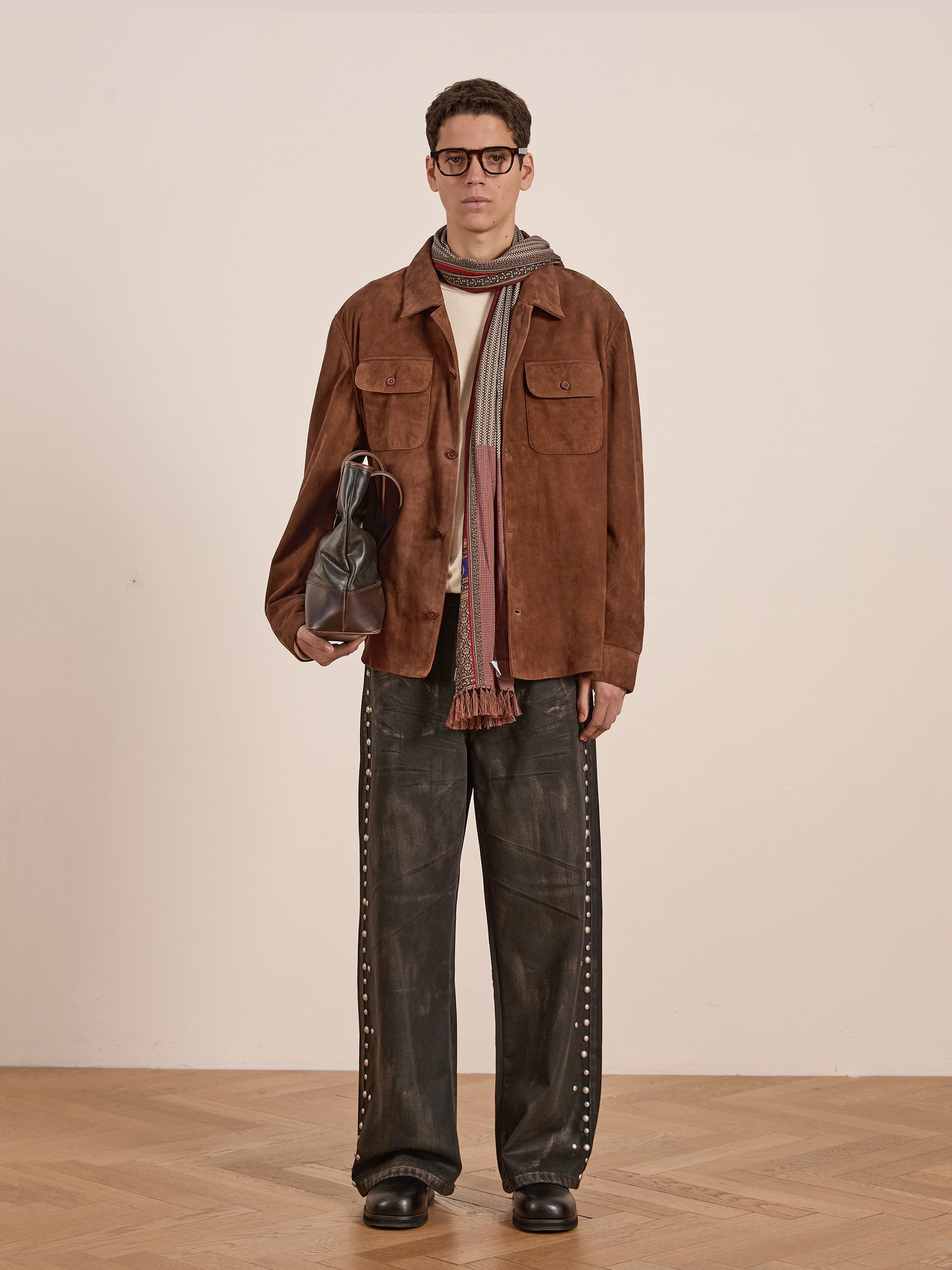 Suede Leather Camp Shirt