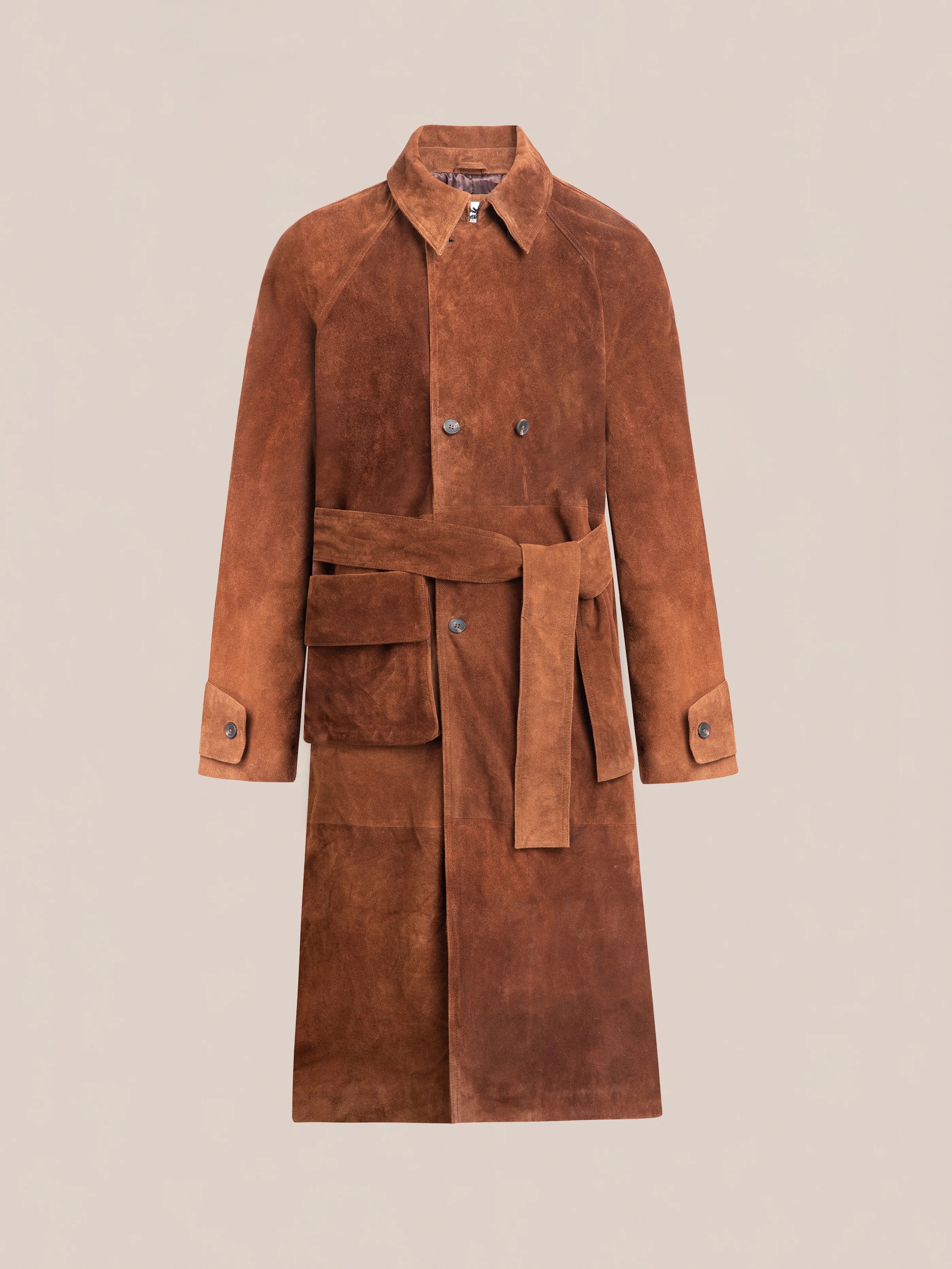 Suede Leather Trench Coat