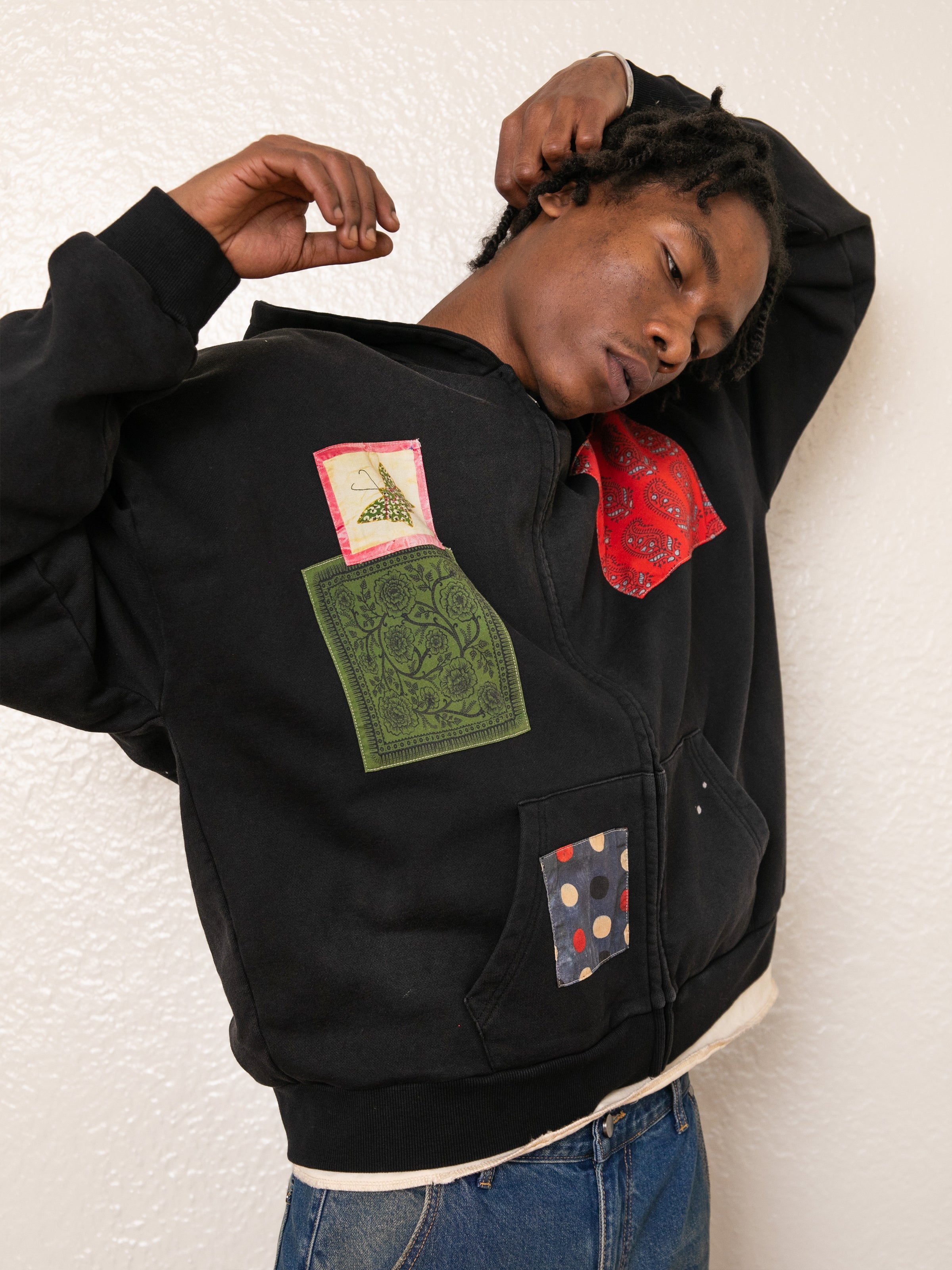 Tapestry Patchwork Zip Up Hoodie