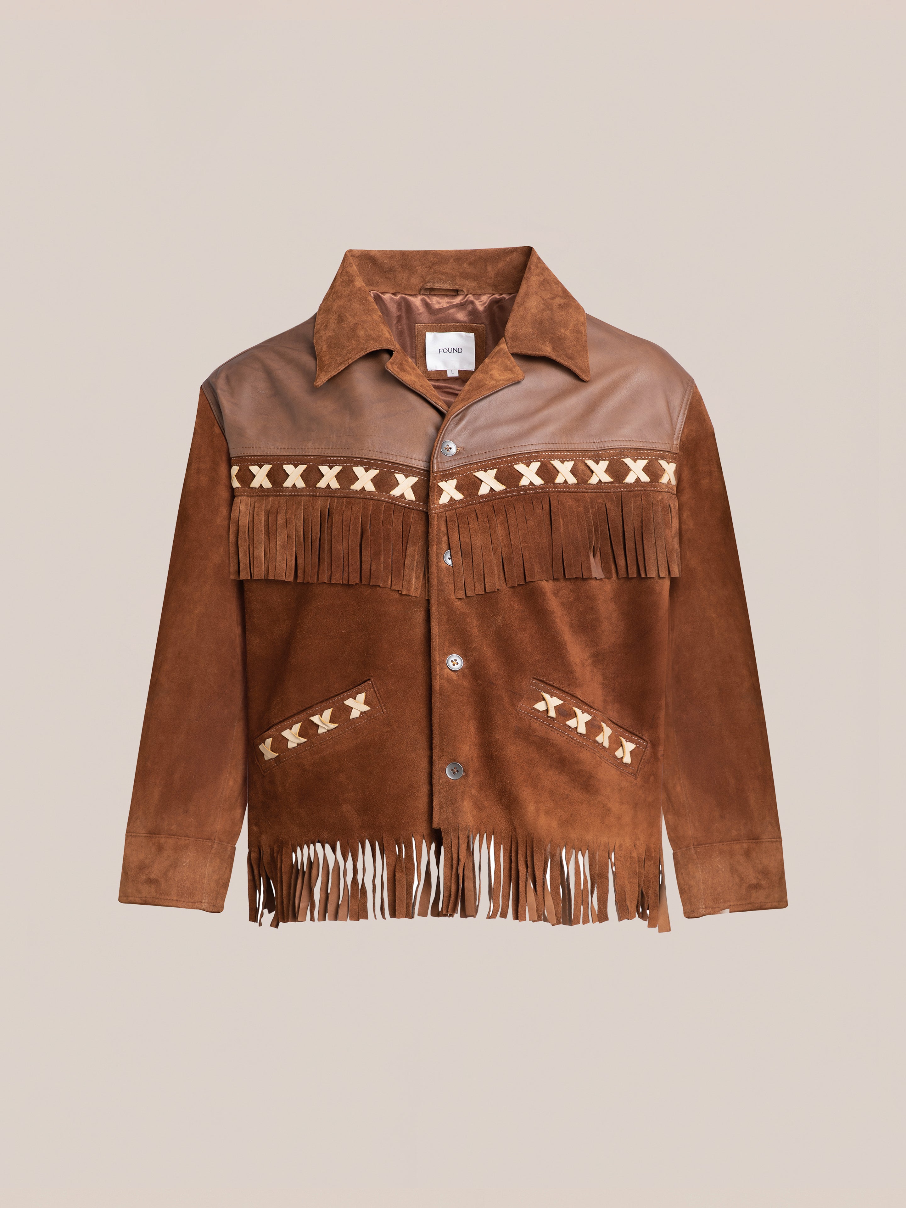 Two-tone Western Fringe Suede Leather Jacket