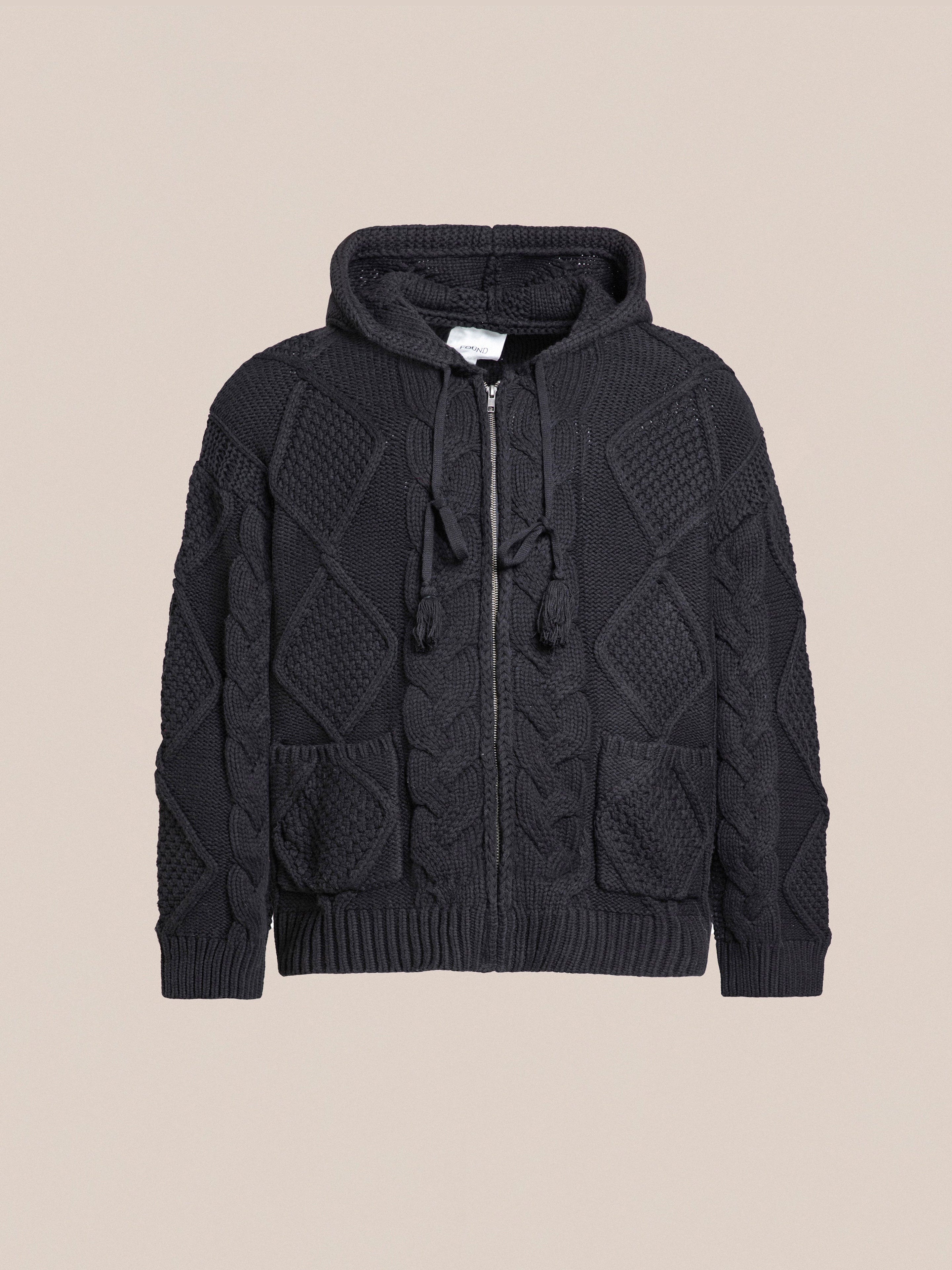 Zip Up Cable Knit Hoodie