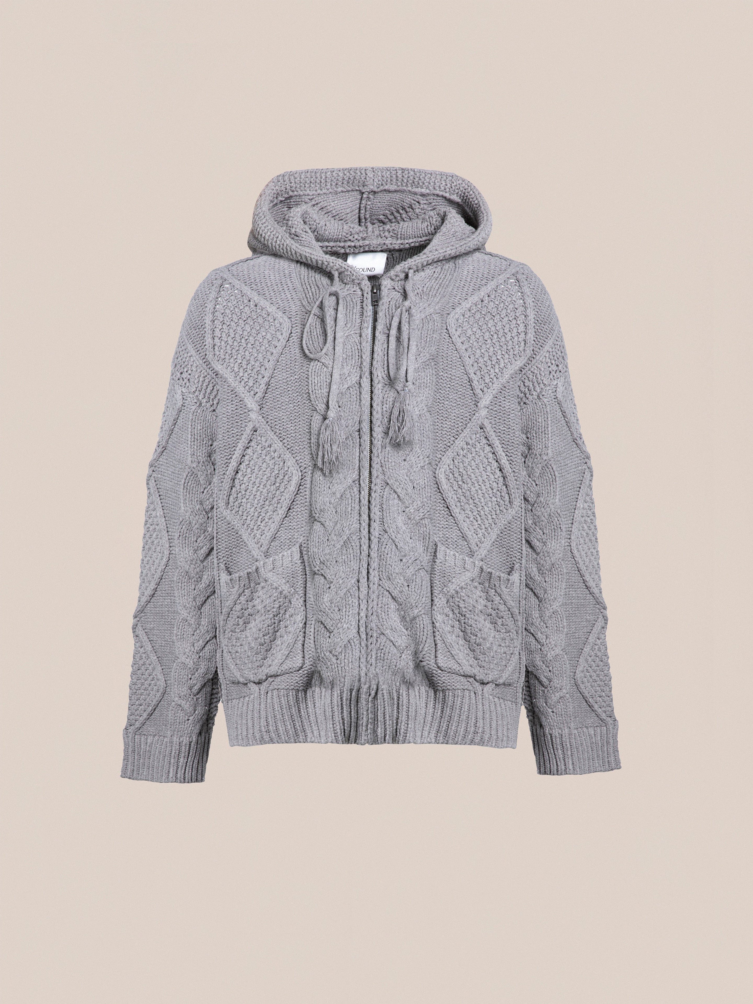 Zip Up Cable Knit Hoodie