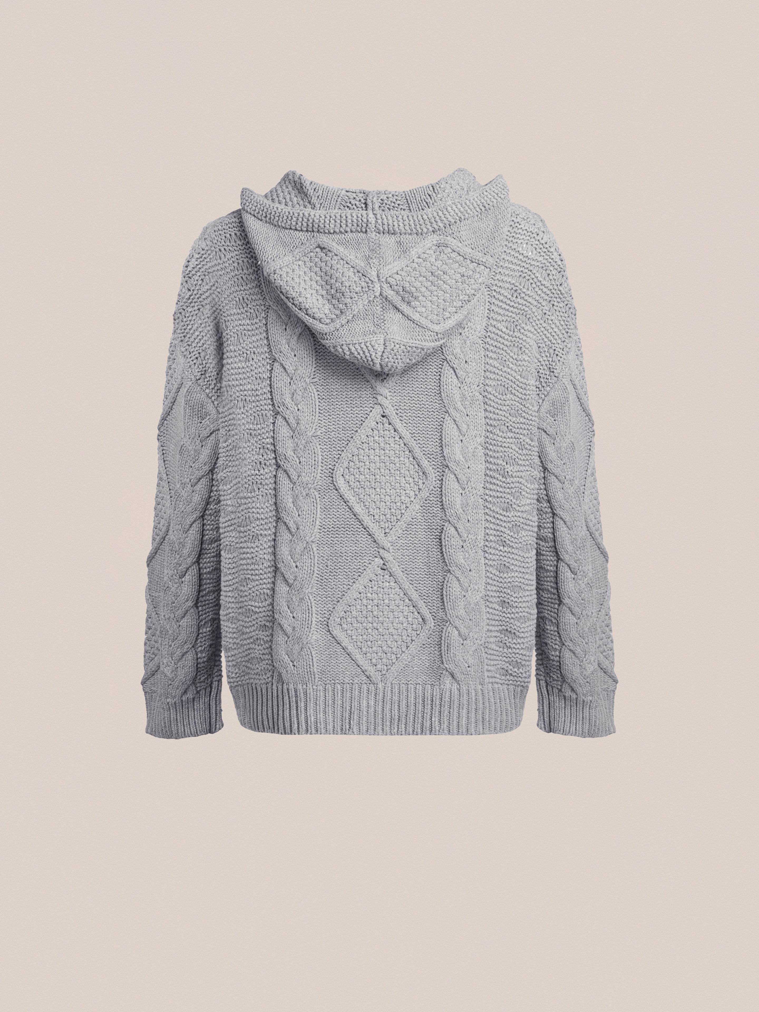 Zip Up Cable Knit Hoodie
