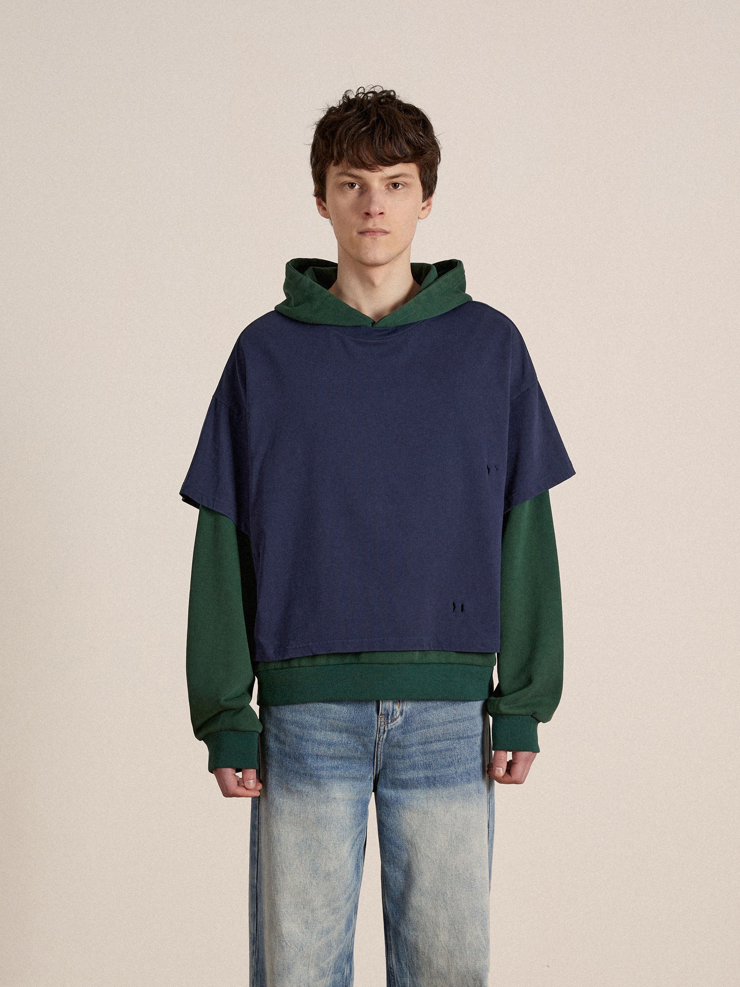 トップス neith. Layered Crush Hoodie Double Layer Hoodie